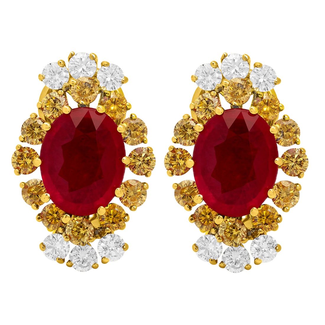 14k Yellow Gold 5.71ct Ruby 0.72ct & 1.56ct Diamond Earrings: Retail: $9,550.00 ****** 14k Yellow Gold 5.71ct Ruby 0.72ct & 1.56ct Diamond Earrings ****** Metal: 14K Yellow Gold / Total Item Weight: 8.91 grams / Country Made: United States / / Main Stone: Ruby