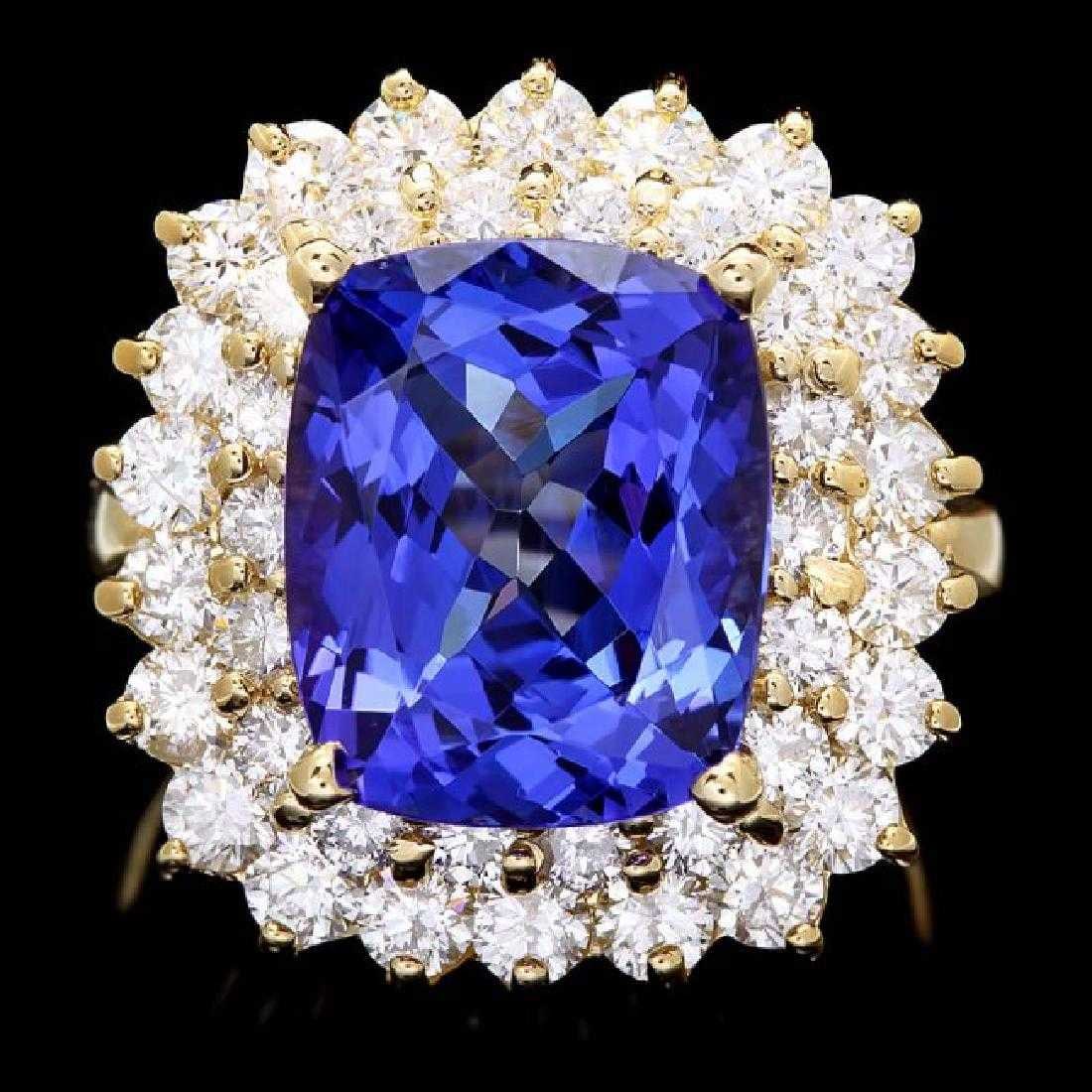 14K Yellow Gold 6.83ct Tanzanite and 2.48ct Diamond Ring: Retail: $22,400.00 ****** 14K Yellow Gold 6.83ct Tanzanite and 2.48ct Diamond Ring ****** Metal: 14K Yellow Gold / Total Item Weight: 12.5 Grams / Country Made: United States / / Main Stone: Tanzanite
