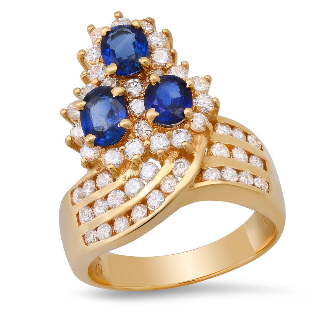18K Yellow Gold Setting with 1.61ct Sapphire and 1.15ct Diamond Ladies Ring: Retail: $6,730.00 ****** 18K Yellow Gold Setting with 1.61ct Sapphire and 1.15ct Diamond Ladies Ring ****** Size: 6.5 (we offer free resizing to winning bidders) / Metal: 18K Yellow Gold / Total Item 