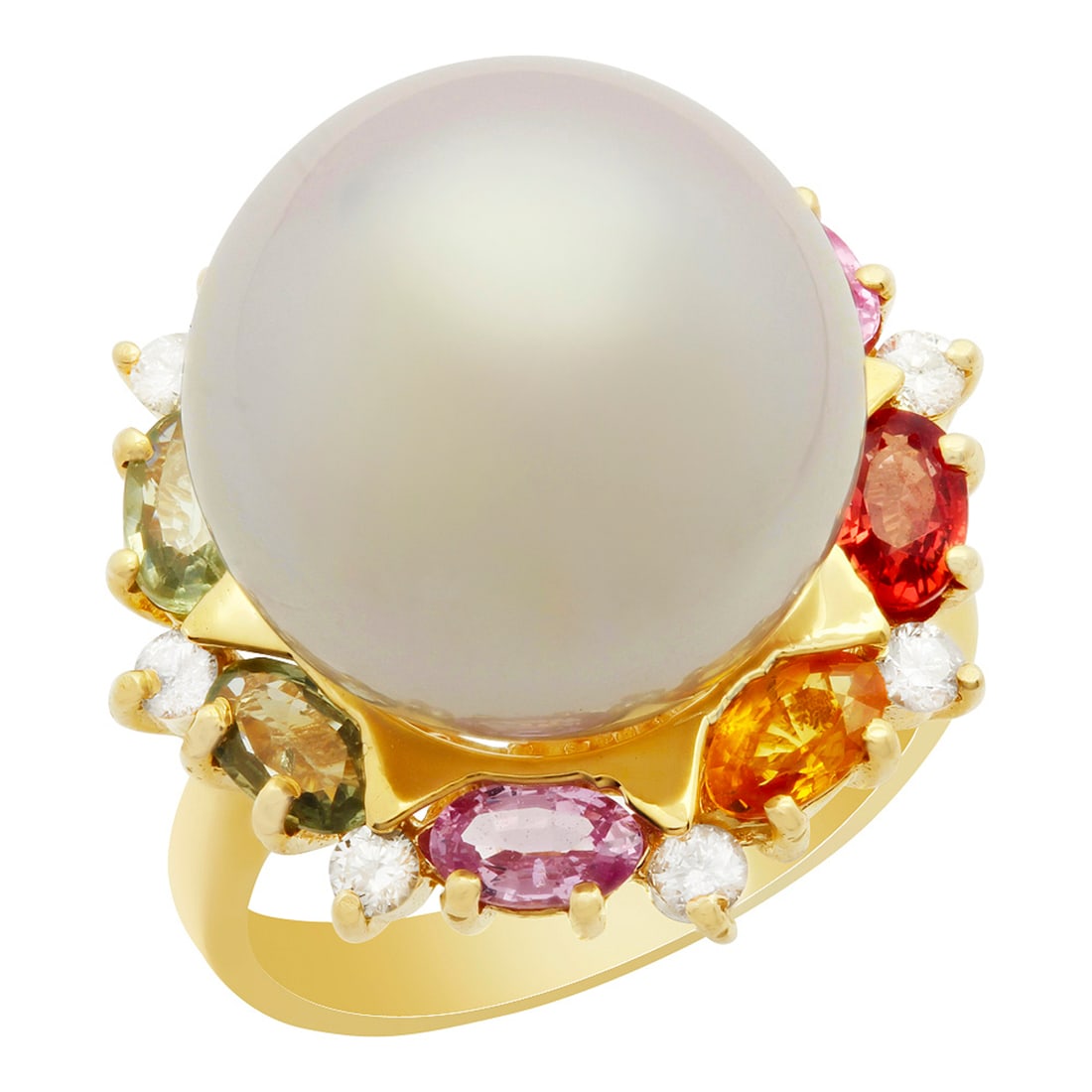 14k Yellow Gold 15.5mm Pearl 2.36ct Sapphire 0.32ct Diamond Ring: Retail: $10,750.00 ****** 14k Yellow Gold 15.5mm Pearl 2.36ct Sapphire 0.32ct Diamond Ring ****** Metal: 14k Solid Yellow Gold / Total Item Weight: 11.50 grams / Country Made: United States / / Main