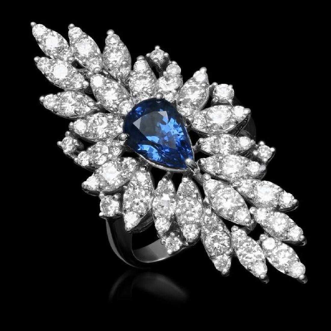 14K White Gold 2.60ct Sapphire and 3.26ct Diamond Ring: Retail: $11,600.00 ****** 14K White Gold 2.60ct Sapphire and 3.26ct Diamond Ring ****** Metal: 14K White Gold / Total Item Weight: 7.6 Grams / Country Made: United States / / Main Stone: Sapphire / Co