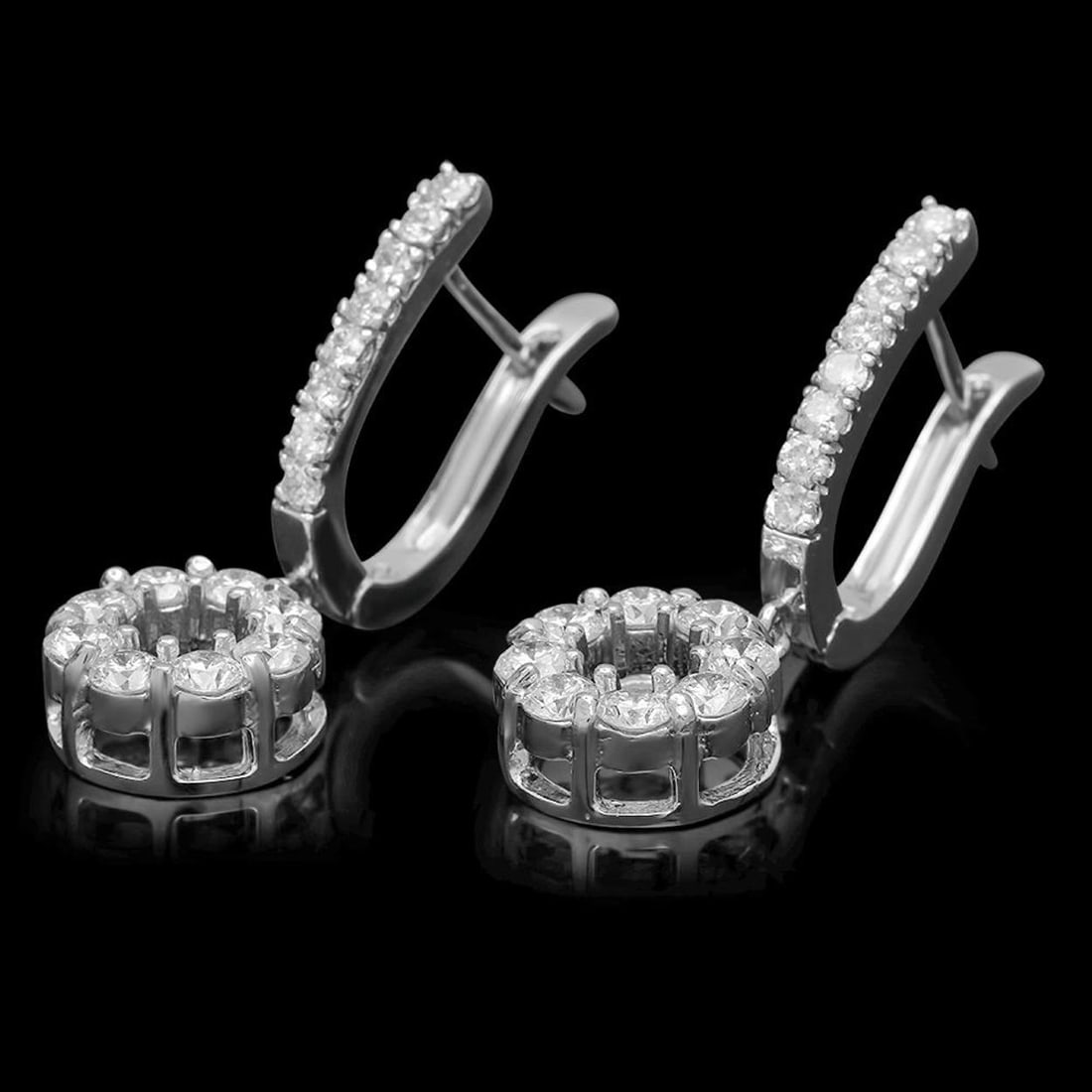 14K Gold 1.54ct Diamond Earrings - 3