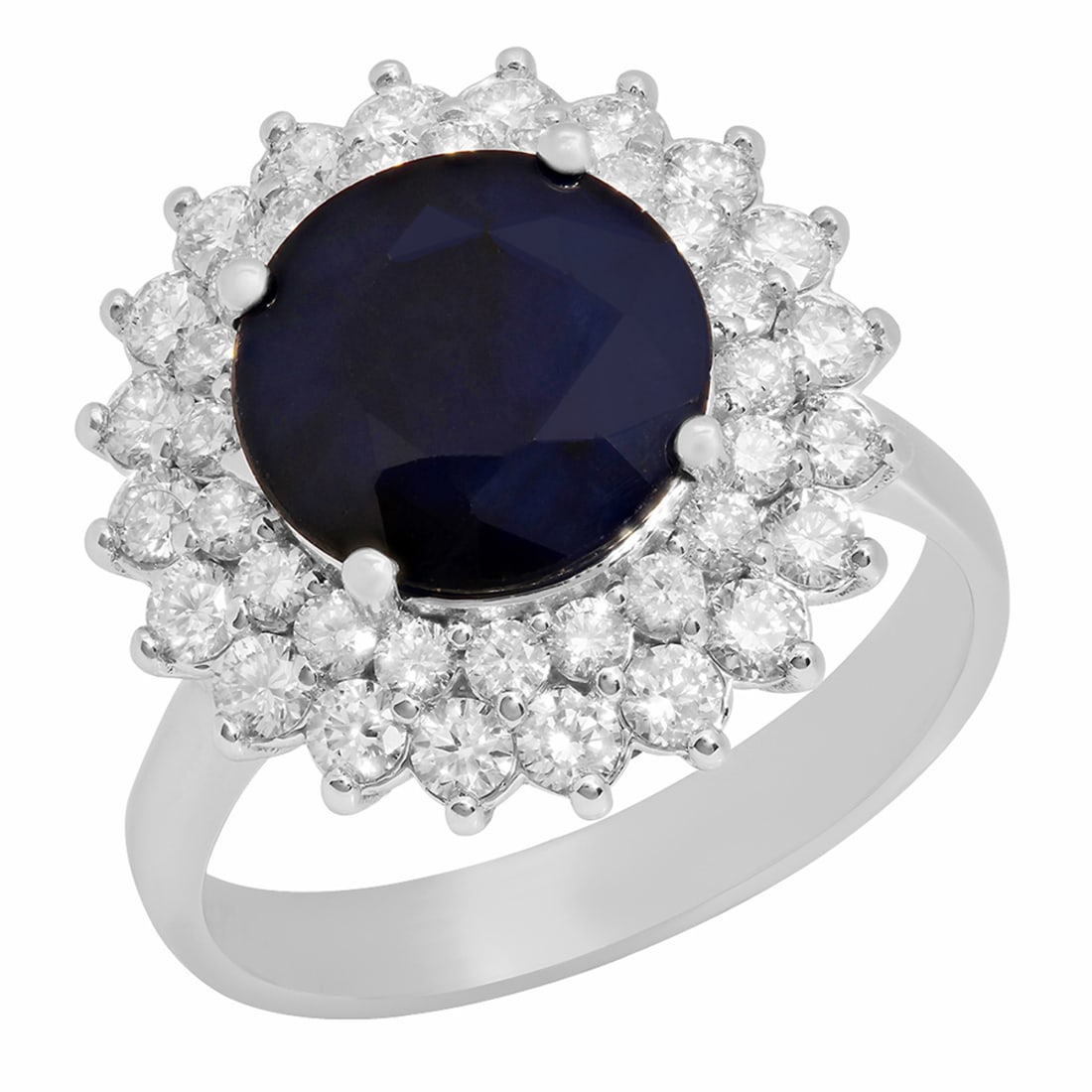 14k White Gold 3.39ct Sapphire 1.09ct Diamond Ring: Retail: $7,780.00 ****** 14k White Gold 3.39ct Sapphire 1.09ct Diamond Ring ****** Metal: 14K White Gold / Total Item Weight: 6.70 grams / Country Made: United States / / Main Stone: Sapphire / Color: