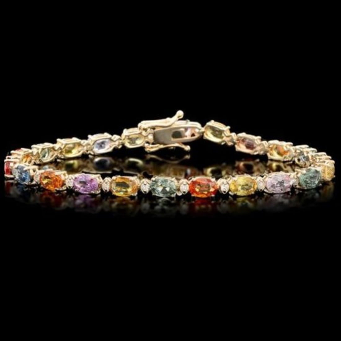 14K Gold 13.03ct Sapphire 0.52ct Diamond Bracelet: Retail: $8,525.00 ****** 14K Gold 13.03ct Sapphire 0.52ct Diamond Bracelet ****** Metal: 14K Yellow Gold / Total Item Weight: 9.5 Grams / Country Made: United States / / Main Stone: Sapphire / Color: