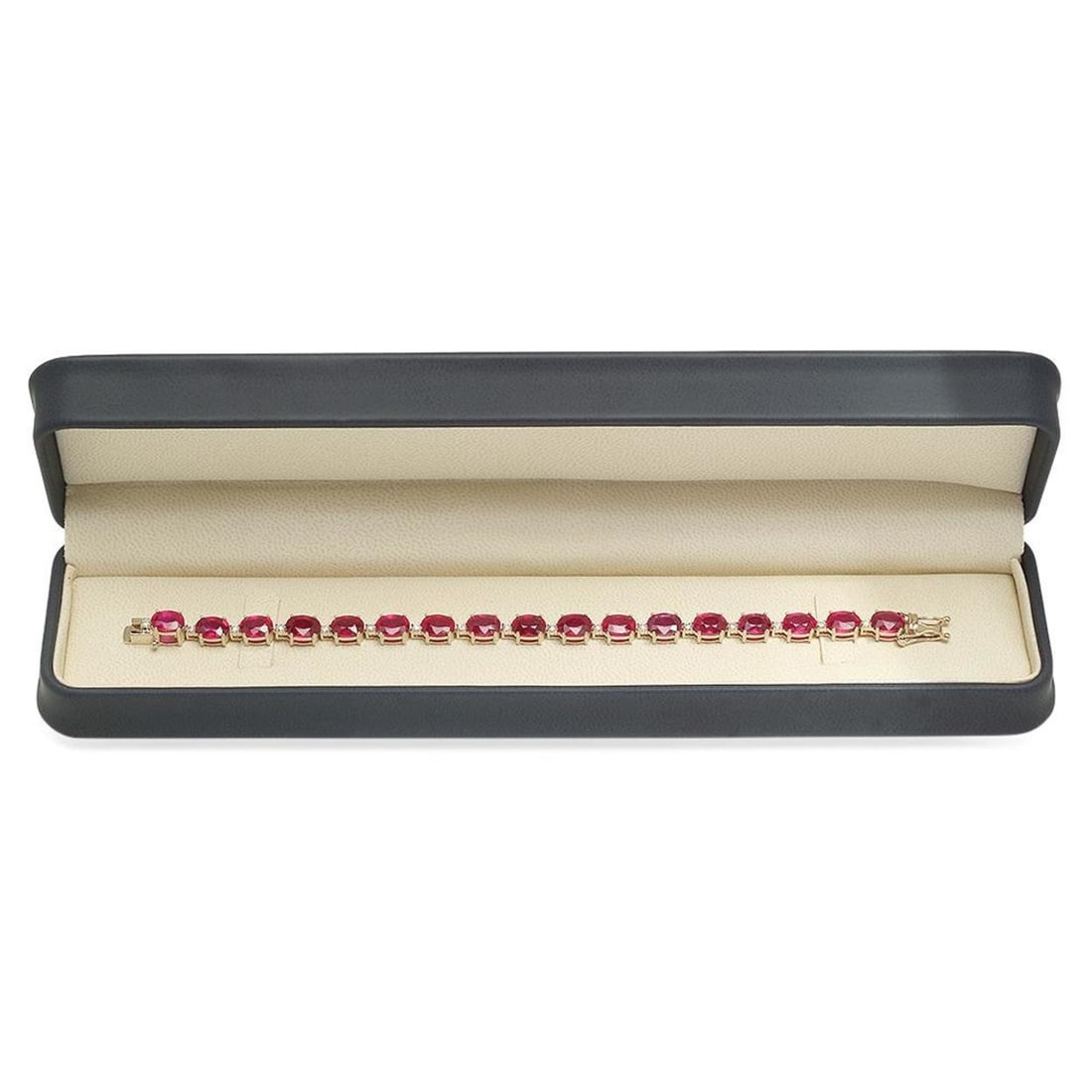 14K Gold 30.81ct Ruby and 0.76ct Diamond Bracelet - 3
