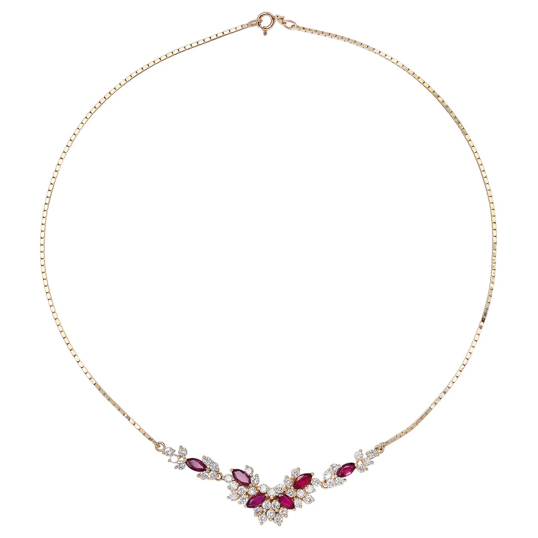 14K Yellow Gold Setting with 1.90ct Ruby and 2.68ct Diamond Necklace: Retail: $16,800.00 ****** 14K Yellow Gold Setting with 1.90ct Ruby and 2.68ct Diamond Necklace ****** Size: 16 / Metal: 14K Yellow Gold / Total Item Weight: 11.3 Grams / Country Made: United States /
