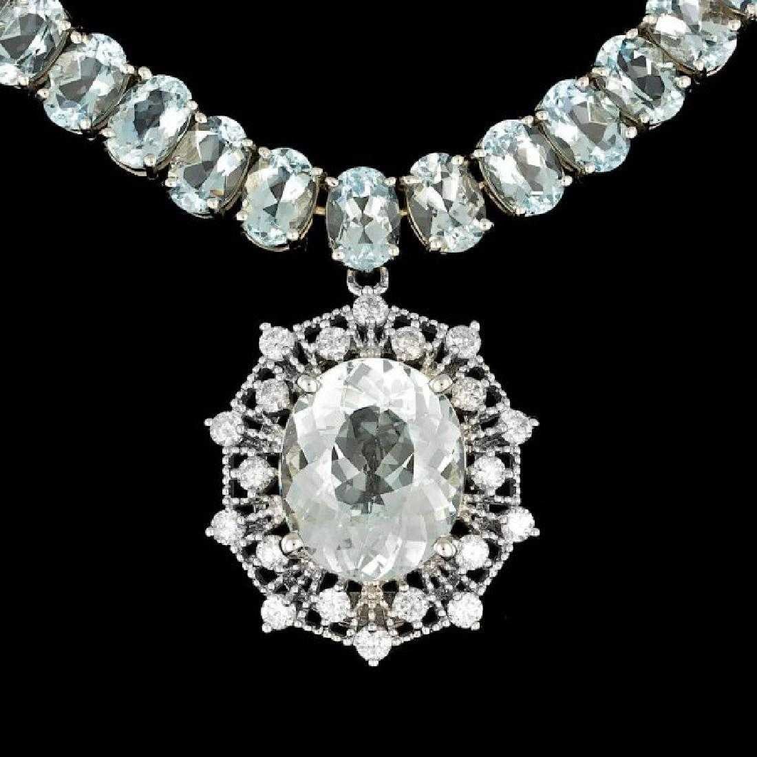 14K White Gold 60.80ct Aquamarine and 1.35ct Diamond Necklace: Retail: $34,010.00 ****** 14K White Gold 60.80ct Aquamarine and 1.35ct Diamond Necklace ****** Metal: 14K White gold / Total Item Weight: 41.0 Grams / Country Made: United States / / Main Stone: Diamo