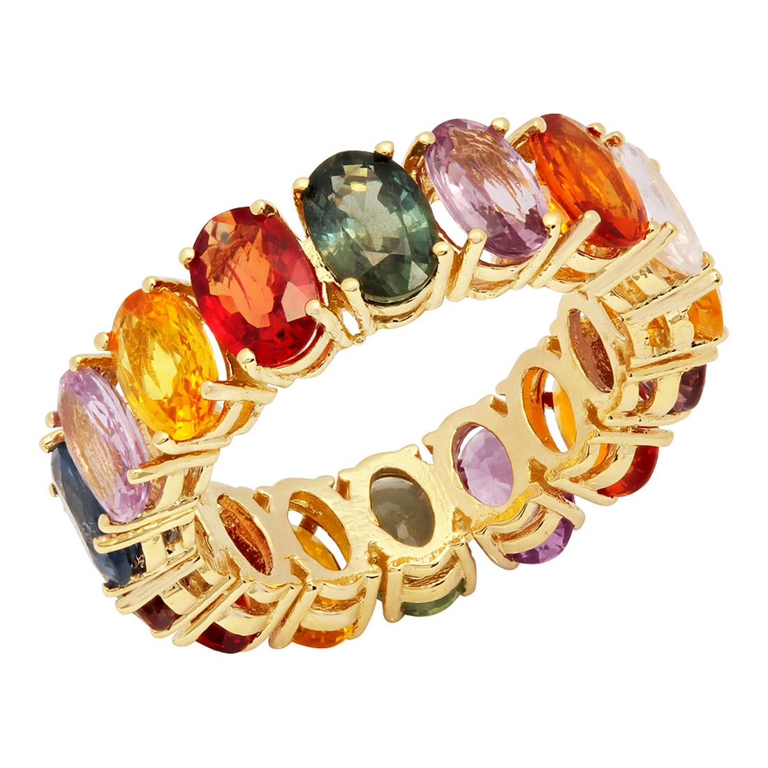 14k Yellow Gold 8.40ct Sapphire Eternity Band Ring: Retail: $4,620.00 ****** 14k Yellow Gold 8.40ct Sapphire Eternity Band Ring ****** Metal: 14K Yellow Gold / Total Item Weight: 5.70 grams / Country Made: United States / / Main Stone: Sapphire /