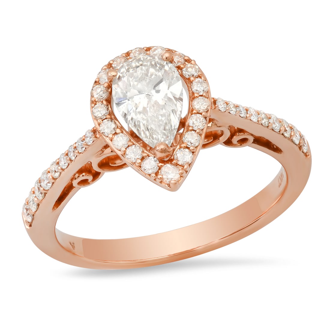 14K Rose Gold Setting with 0.69ct Center Diamond and 1.17tcw Diamond Ladies Ring: Retail: $7,190.00 ****** 14K Rose Gold Setting with 0.69ct Center Diamond and 1.17tcw Diamond Ladies Ring ****** Size: 7.25(we offer free resizing to winning bidders) / Metal: 14K Rose Gold / Total It