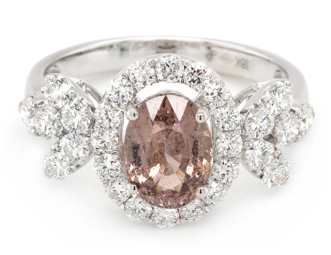 18K White Gold Ladies Ring with 1.86ct GIA Certified Sapphire and 1.05ct tw Adjacent Diamonds