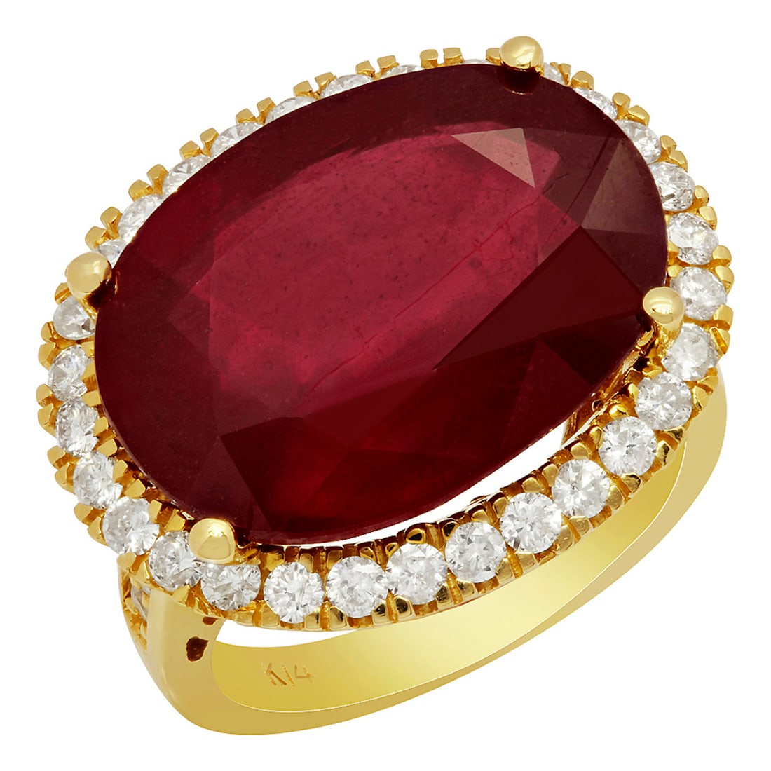 14k Yellow Gold 18.24ct Ruby 1.11ct Diamond Ring: Retail: $10,475.00 ****** 14k Yellow Gold 18.24ct Ruby 1.11ct Diamond Ring ****** Metal: 14K Yellow Gold / Total Item Weight: 12.30 grams / Country Made: United States / / Main Stone: Ruby / Color: