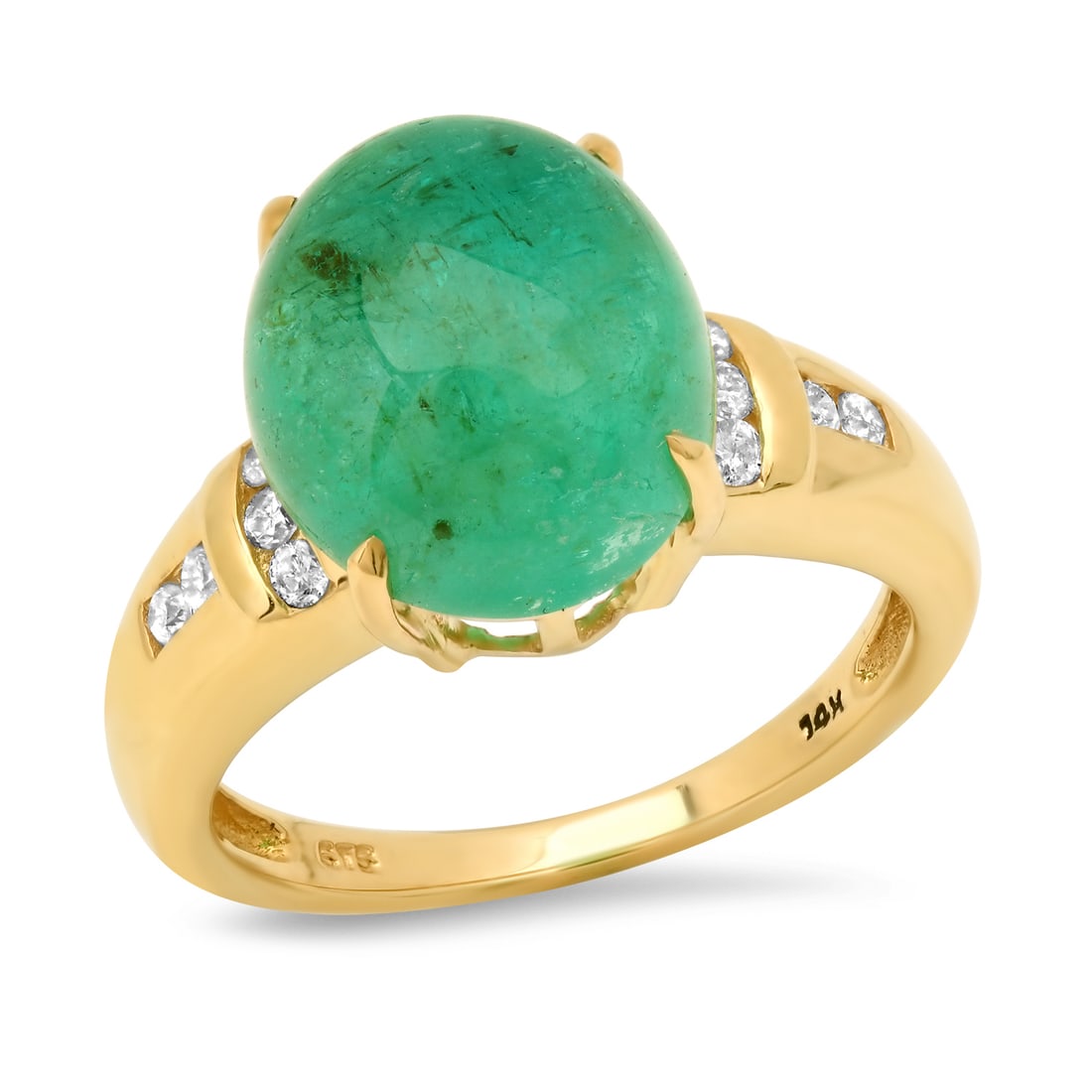 14K Yellow Gold Setting with 5.0ct Emerald and 0.18ct Diamond Ladies Ring: Retail: $5,370.00 ****** 14K Yellow Gold Setting with 5.0ct Emerald and 0.18ct Diamond Ladies Ring ****** Size: 5 (we offer free resizing to winning bidders) / Metal: 14K Yellow Gold / Total Item Weig