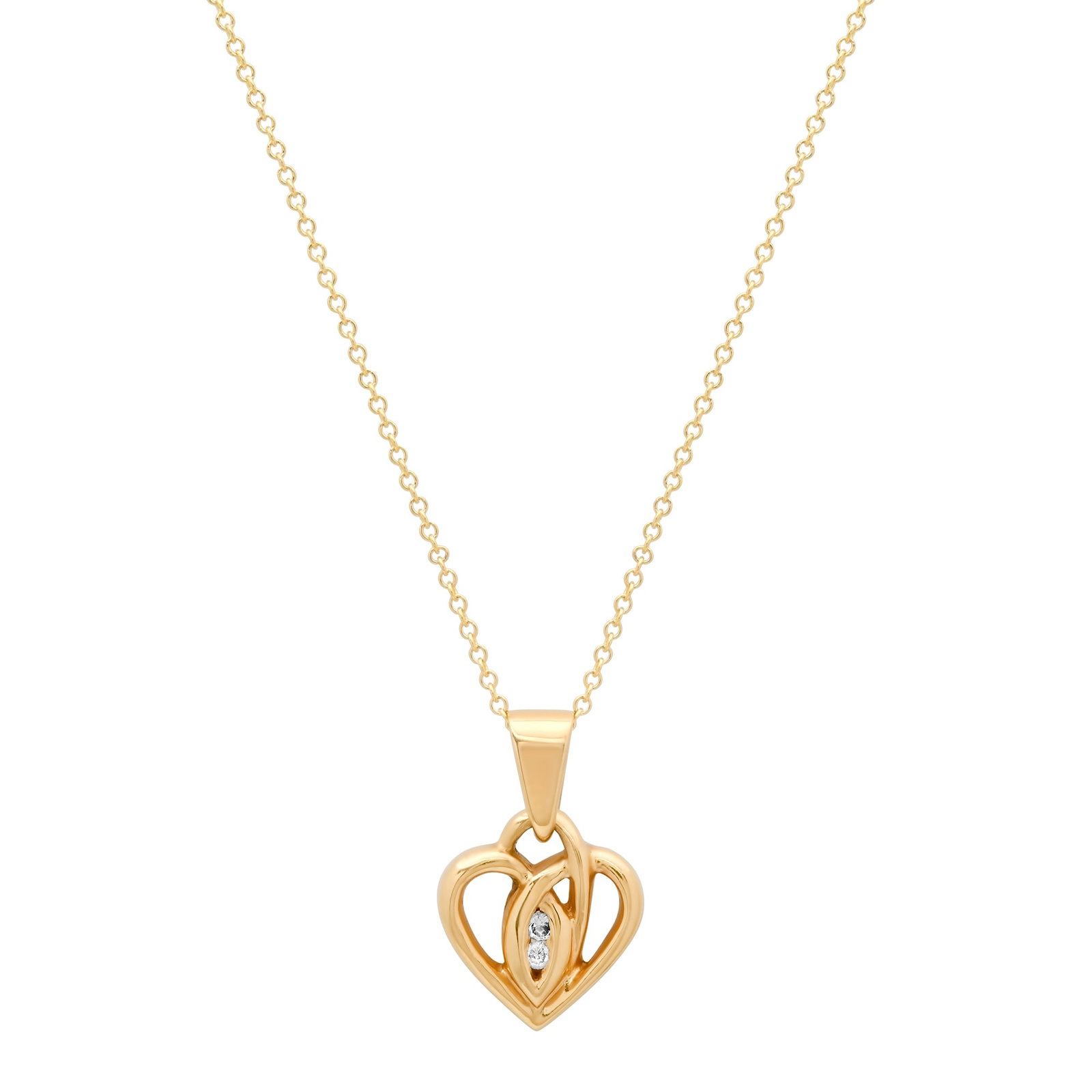 14K Yellow Gold Setting with 0.002ct Diamond Heart Pendant