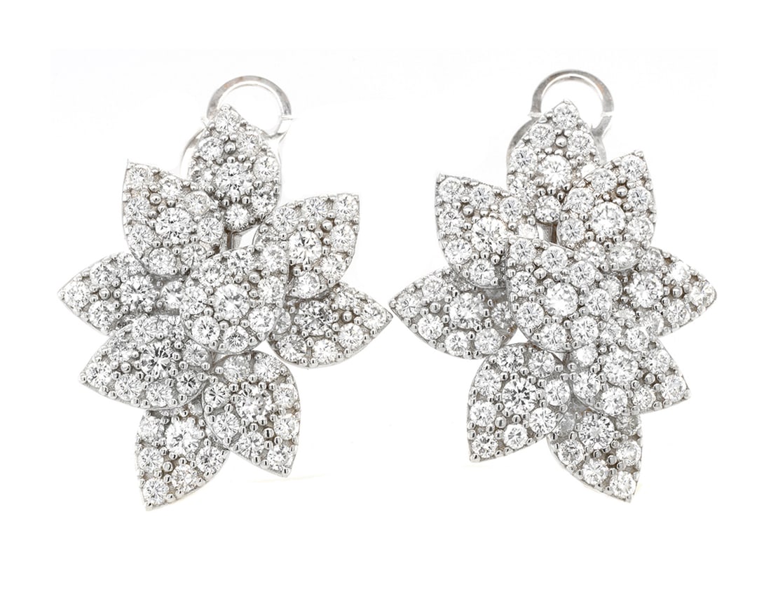 18K White Gold Ladies Earrings with 3.51ct tw Diamonds