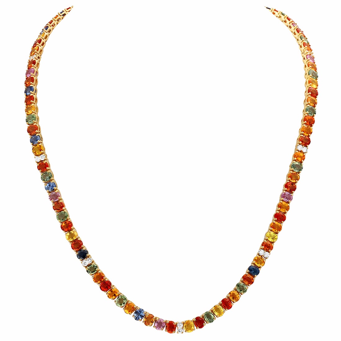 14k Yellow Gold 42.00ct Sapphire 1.00ct Diamond Necklace (1 of 5)