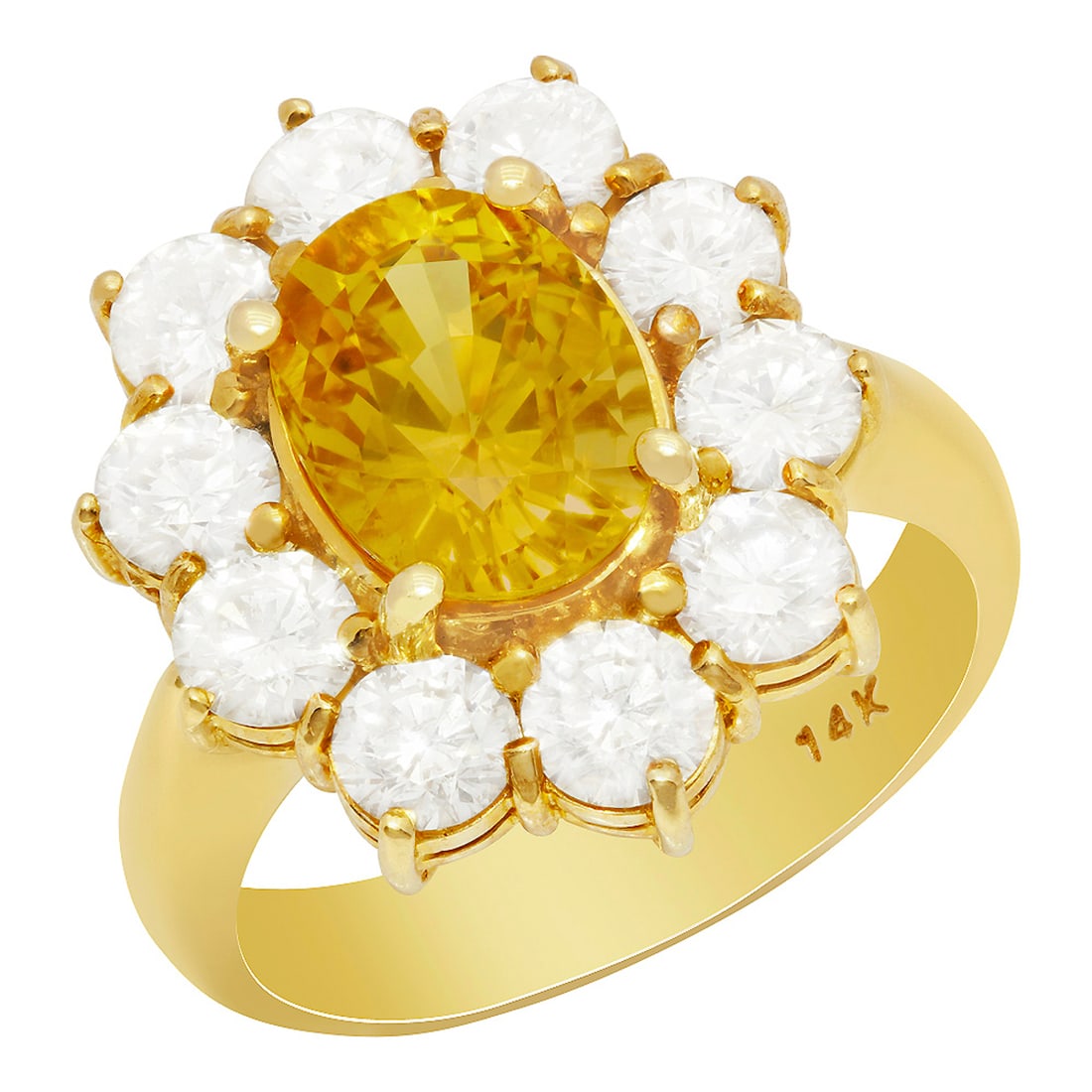 14k Yellow Gold 3.50ct Yellow Sapphire 2.18ct Diamond Ring: Retail: $14,250.00 ****** 14k Yellow Gold 3.50ct Yellow Sapphire 2.18ct Diamond Ring ****** Metal: 14K Yellow Gold / Total Item Weight: 6.50 grams / Country Made: United States / / Main Stone: Yellow 