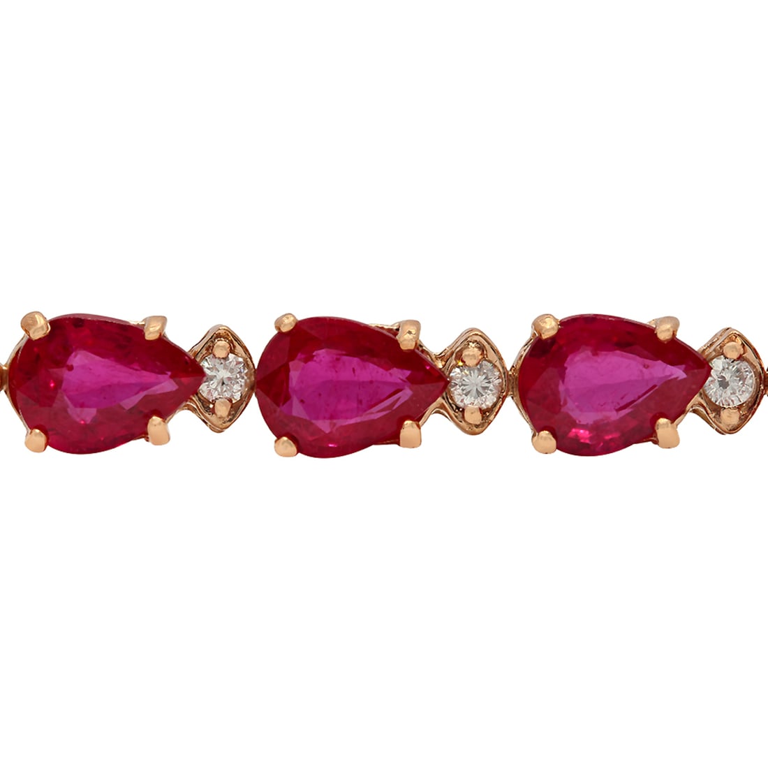 14k Rose Gold 17.41ct Ruby 0.62ct Diamond Bracelet - 2