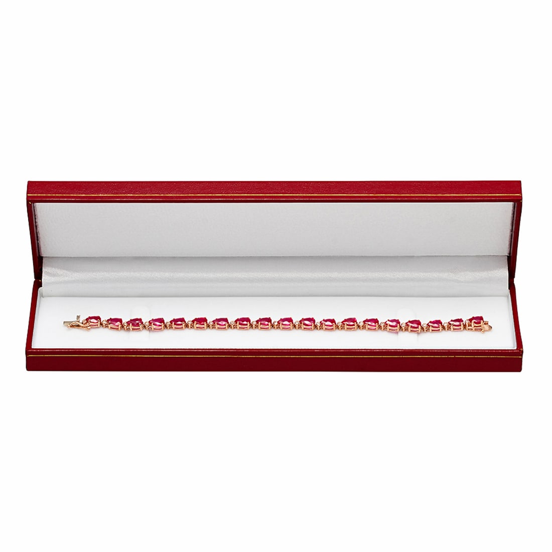 14k Rose Gold 17.41ct Ruby 0.62ct Diamond Bracelet - 3