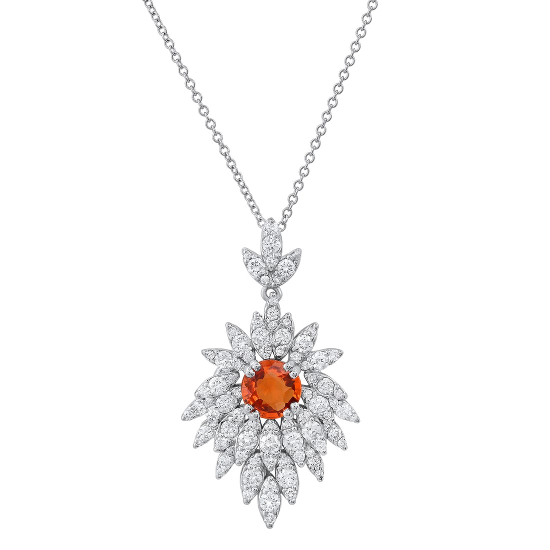 14K White Gold Setting with 0.87ct Sapphire and 1.63ct Diamond Pendant: Retail: $10,237.00 ****** 14K White Gold Setting with 0.87ct Sapphire and 1.63ct Diamond Pendant ****** Size: 20 Chain / Metal: 14K White Gold / Total Item Weight: 5.1 Grams / Country Made: United