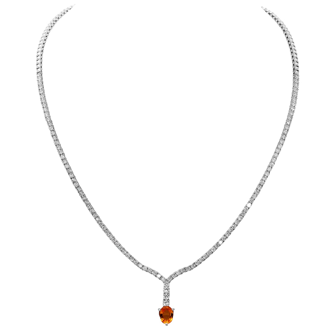 14k White Gold 1.26ct Yellow Sapphire 4.14ct Diamond Necklace: Retail: $22,170.00 ****** 14k White Gold 1.26ct Yellow Sapphire 4.14ct Diamond Necklace ****** Metal: 14K White Gold / Total Item Weight: 17.60 grams / Country Made: United States / / Main Stone: