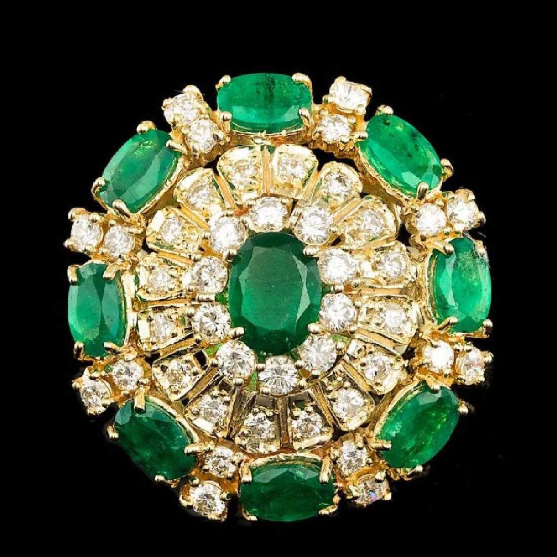 14K Yellow Gold 4.87ct Emerald and 1.99ct Diamond Ring (1 of 6)