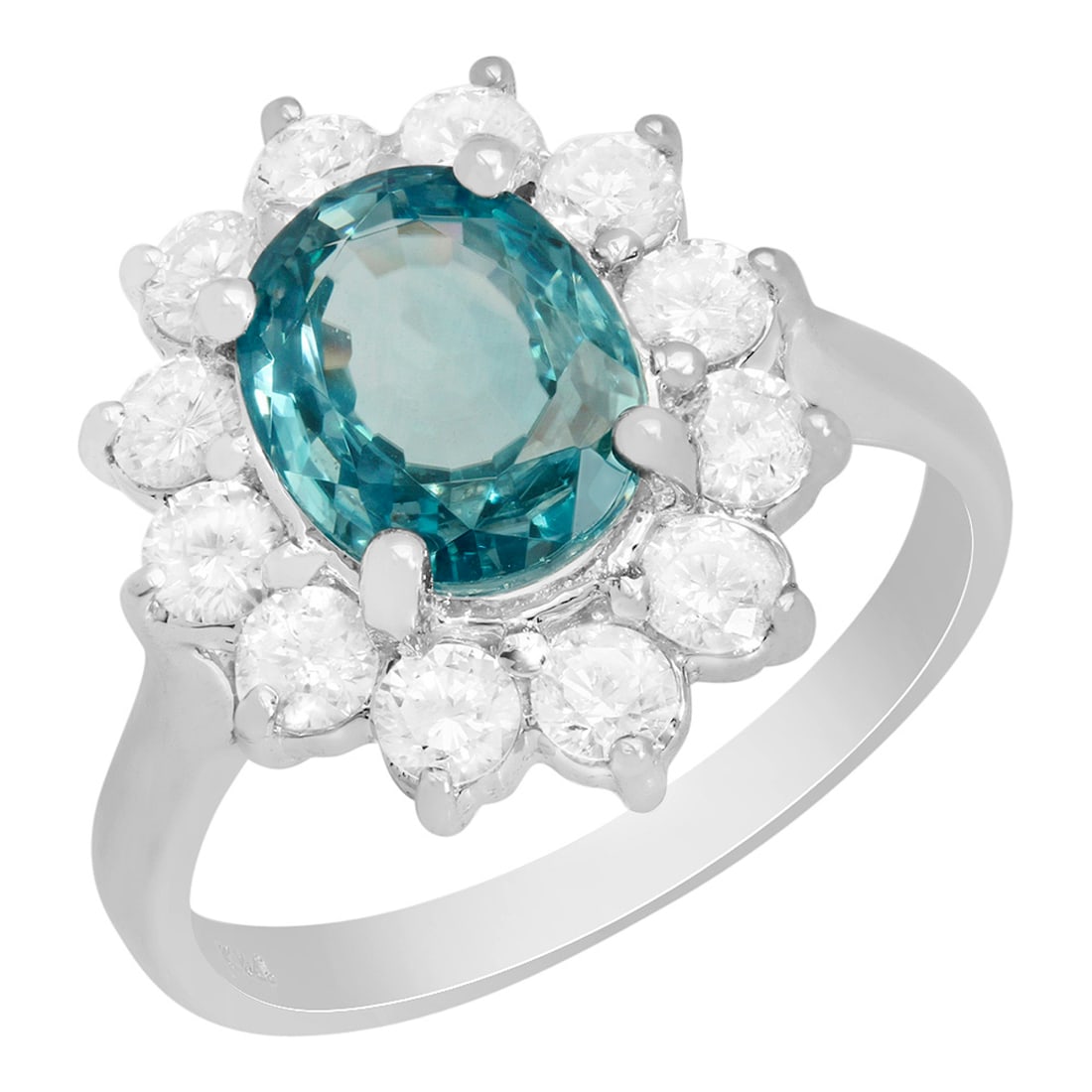 14k White Gold 2.90ct Blue Zircon 0.96ct Diamond Ring (1 of 4)