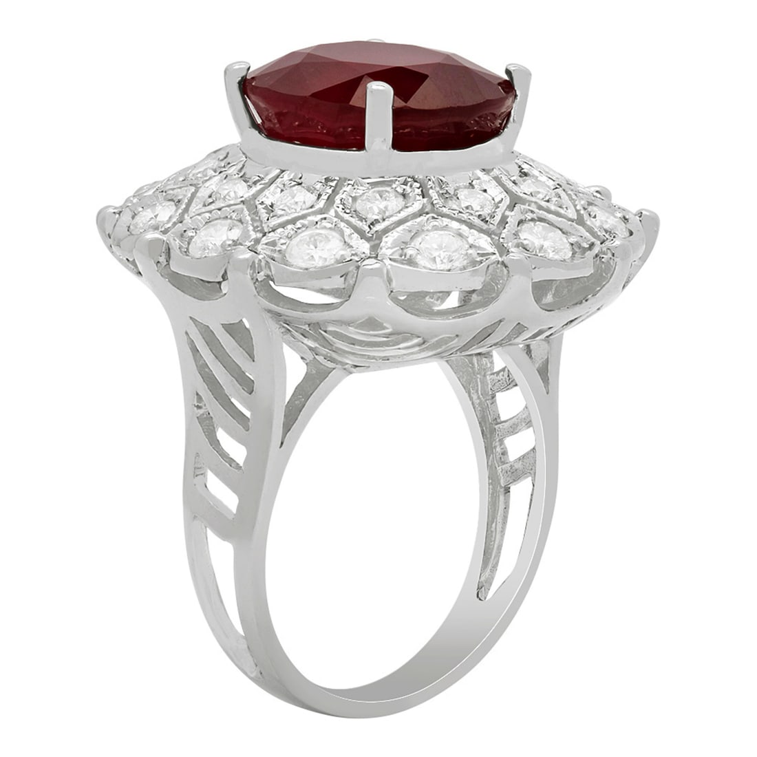 14K Gold 10.51ct Ruby and 1.76ct Diamond Ring - 2