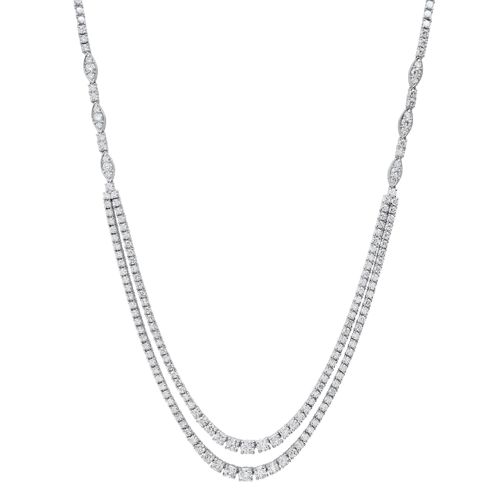 18K White Gold and 7.88ct Diamond Necklace: Retail: $40,410.00 ****** 18K White Gold and 7.88ct Diamond Necklace ****** Size: 16.5 / Metal: 18K White Gold / Total Item Weight: 22.7 Grams / Country Made: United States / / Main Stone: Diamond / C