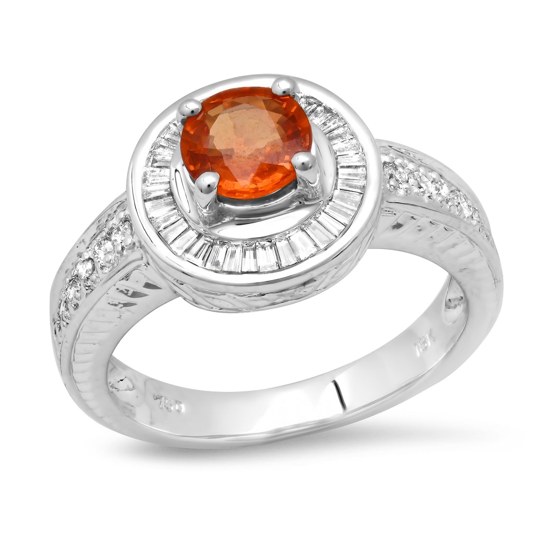 18K White Gold Setting with 0.96ct Sapphire and 0.47ct Diamond Ring: Retail: $5,870.00 ****** 18K White Gold Setting with 0.96ct Sapphire and 0.47ct Diamond Ring ****** Size: 7(we offer free resizing to winning bidders) / Metal: 18K White Gold / Total Item Weight: 7.0 
