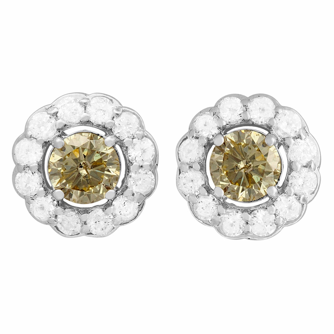 14k White Gold 1.41ct Diamond Earrings: Retail: $12,100.00 ****** 14k White Gold 1.41ct Diamond Earrings ****** Metal: 14K White Gold / Total Item Weight: 4.80 grams / Country Made: United States / / Main Stone: Diamond / Color: Light Yello