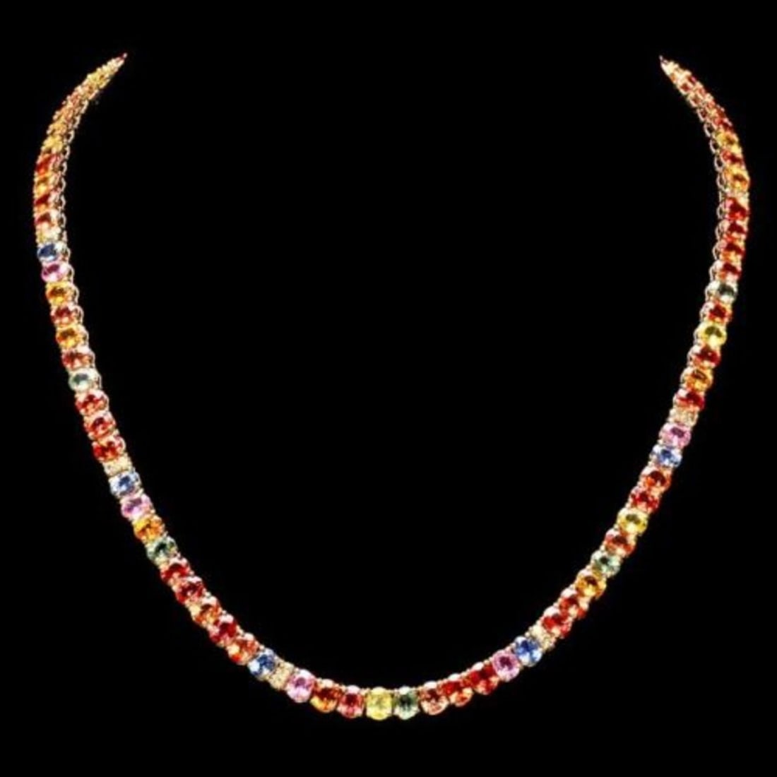 14K Yellow Gold 43.15ct Fancy Color Sapphire and 0.90ct Diamond Necklace: Retail: $24,873.00 ****** 14K Yellow Gold 43.15ct Fancy Color Sapphire and 0.90ct Diamond Necklace ****** Metal: 14K Yellow Gold / Total Item Weight: 28.5 Grams / Country Made: United States / / Main 