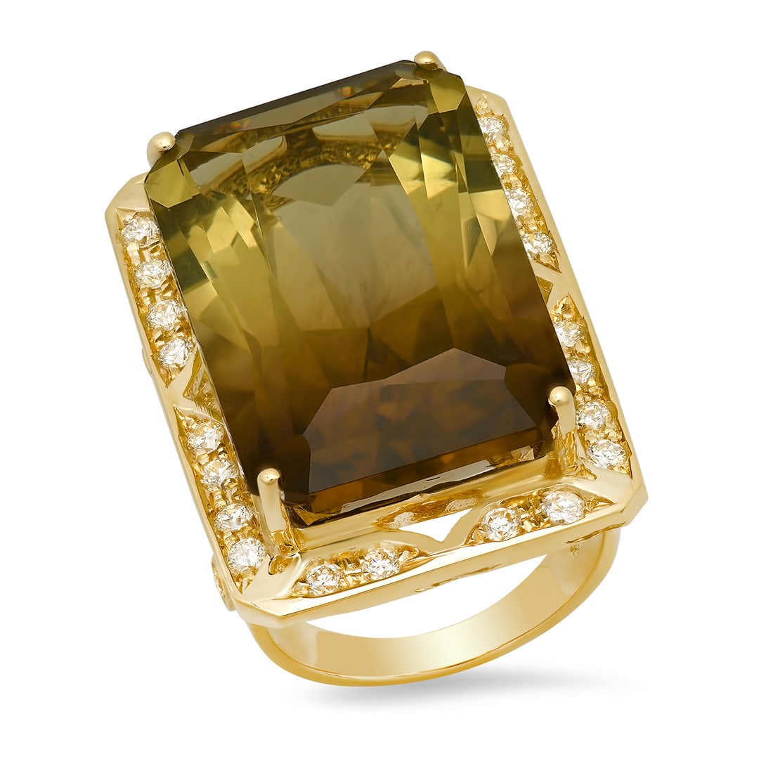 14K Yellow Gold Setting with 33.10ct Citrine and 1.14ct Diamond Ring: Retail: $14,230.00 ****** 14K Yellow Gold Setting with 33.10ct Citrine and 1.14ct Diamond Ring ****** Size: 7 (we offer free resizing to winning bidders) / Metal: 14K Yellow Gold / Total Item Weight: 