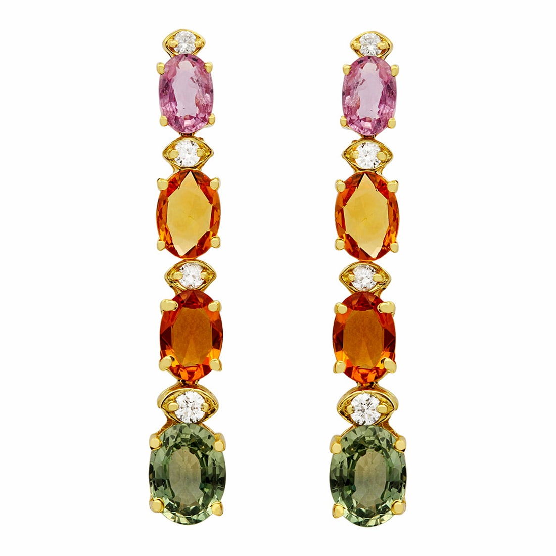 14k Yellow Gold 7.06ct Sapphire 0.32ct Diamond Earrings: Retail: $5,210.00 ****** 14k Yellow Gold 7.06ct Sapphire 0.32ct Diamond Earrings ****** Metal: 14K Yellow Gold / Total Item Weight: 5.00 grams / Country Made: United States / / Main Stone: Sapphire /