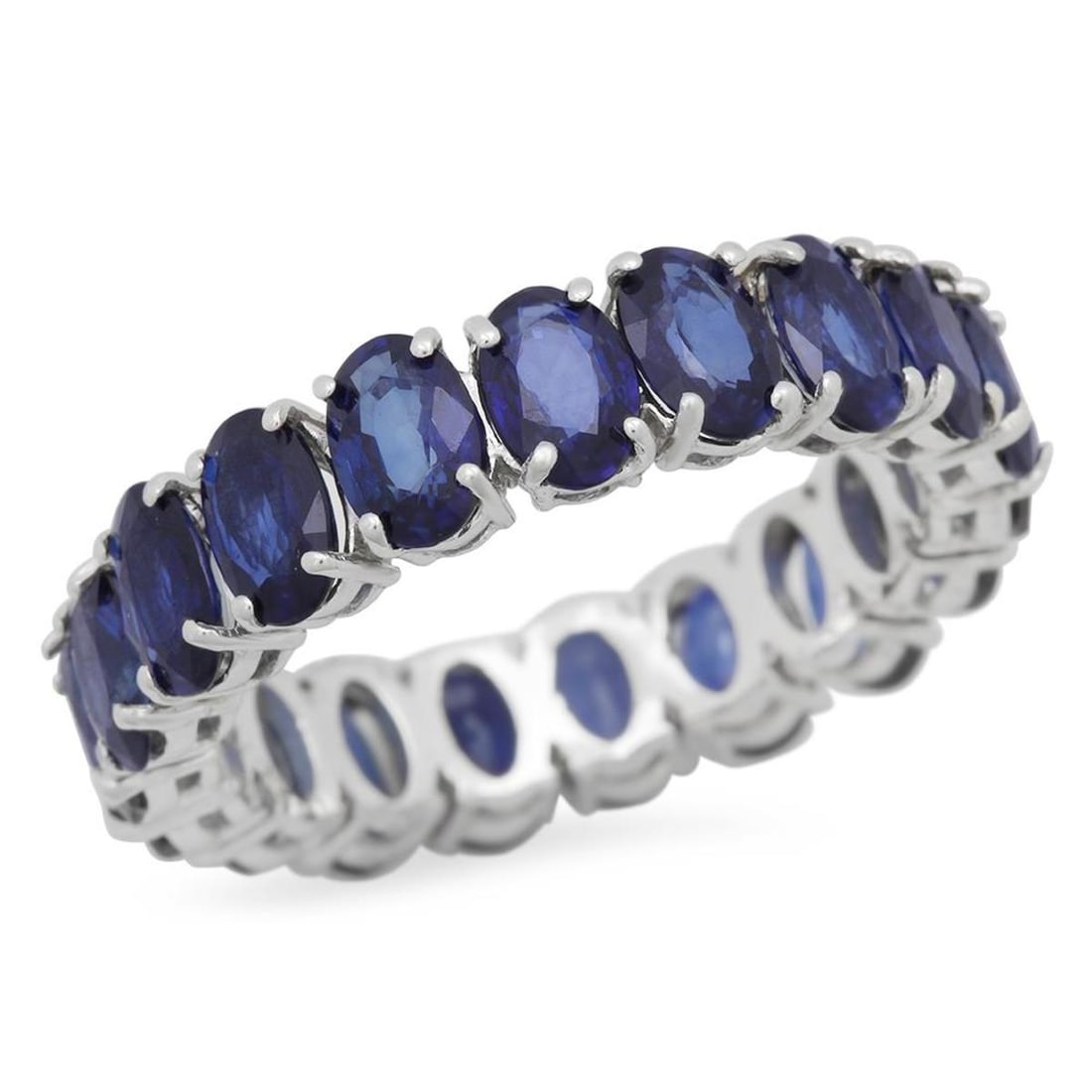 14K White Gold 9.13ct Sapphire Eternity Band Ring: Retail: $3,800.00 ****** 14K White Gold 9.13ct Sapphire Eternity Band Ring ****** Metal: 14K White Gold / Total Item Weight: 5.4 Grams / Country Made: United States / / Main Stone: Sapphire / Color:
