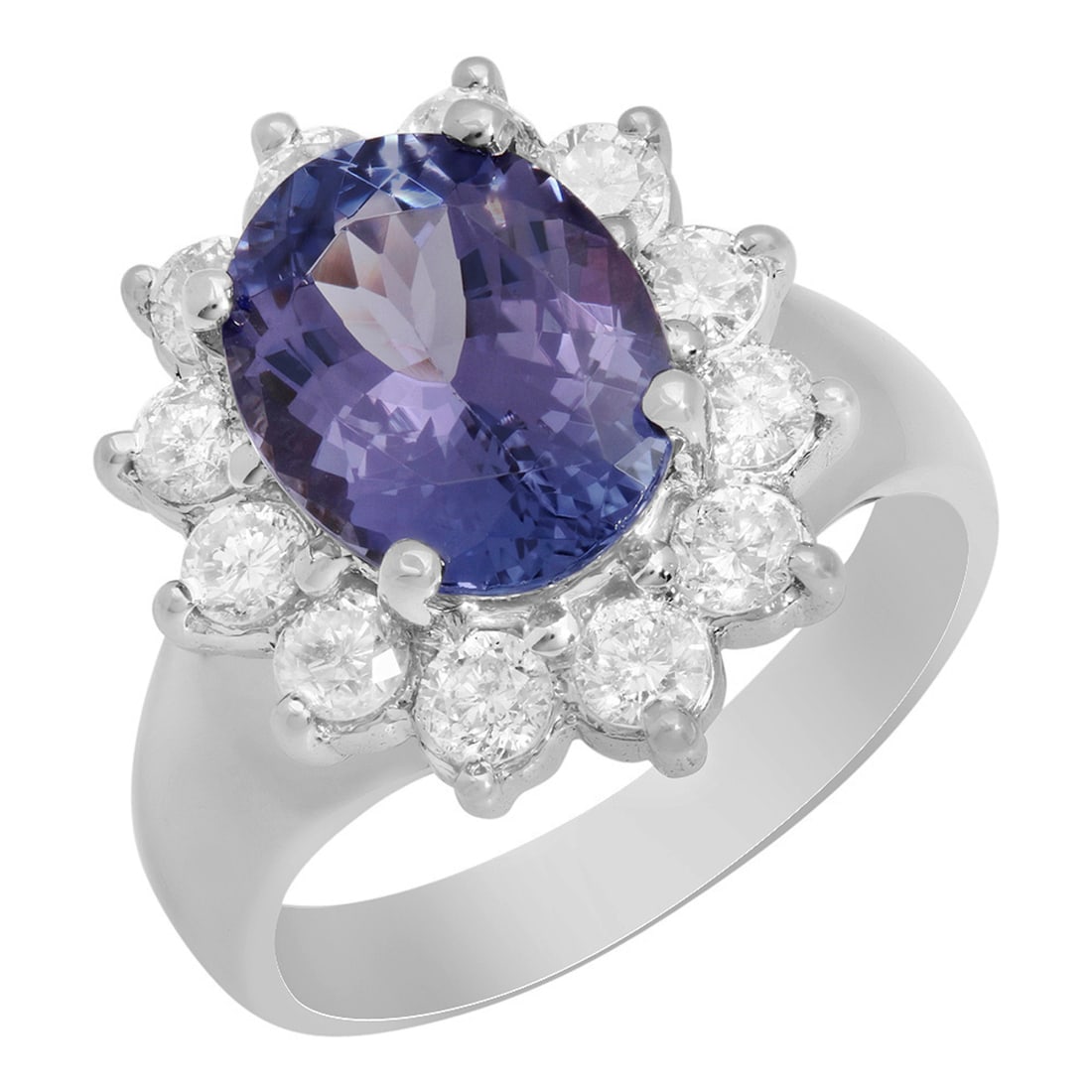 14k White Gold 3.43ct Tanzanite 1.00ct Diamond Ring: Retail: $9,450.00 ****** 14k White Gold 3.43ct Tanzanite 1.00ct Diamond Ring ****** Metal: 14K White Gold / Total Item Weight: 7.20 grams / Country Made: United States / / Main Stone: Tanzanite /
