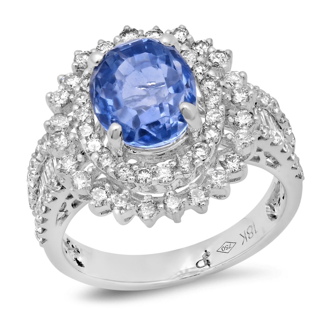 18K White Gold Setting with 4.0ct Sapphire and 1.32ct Diamond Ladies Ring: Retail: $11,890.00 ****** 18K White Gold Setting with 4.0ct Sapphire and 1.32ct Diamond Ladies Ring ****** Size: 7 (we offer free resizing to winning bidders) / Metal: 18K White Gold / Total Item