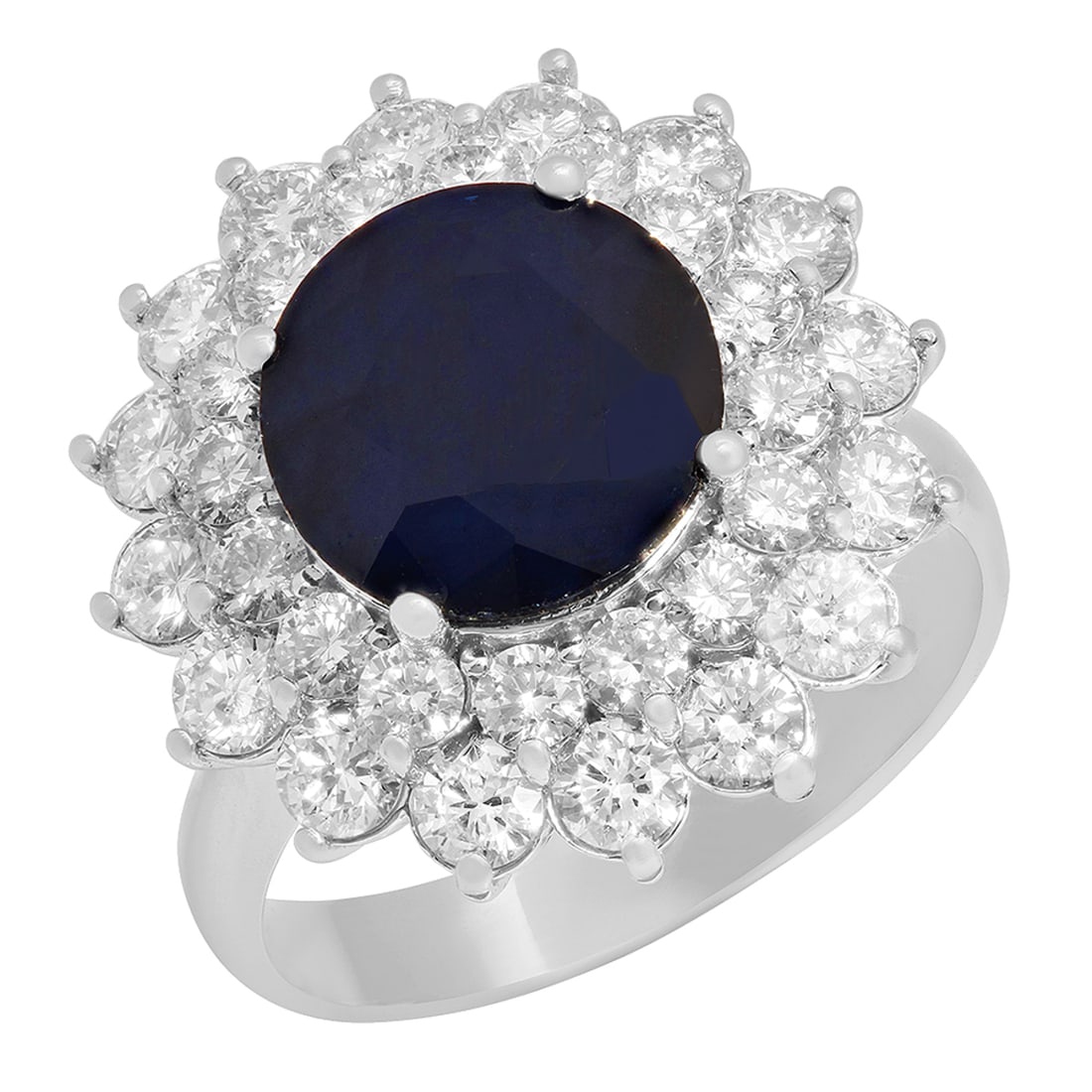 14k White Gold 3.51ct Sapphire 1.87ct Diamond Ring: Retail: $7,770.00 ****** 14k White Gold 3.51ct Sapphire 1.87ct Diamond Ring ****** Metal: 14K White Gold / Total Item Weight: 7.10 grams / Country Made: United States / / Main Stone: Sapphire /