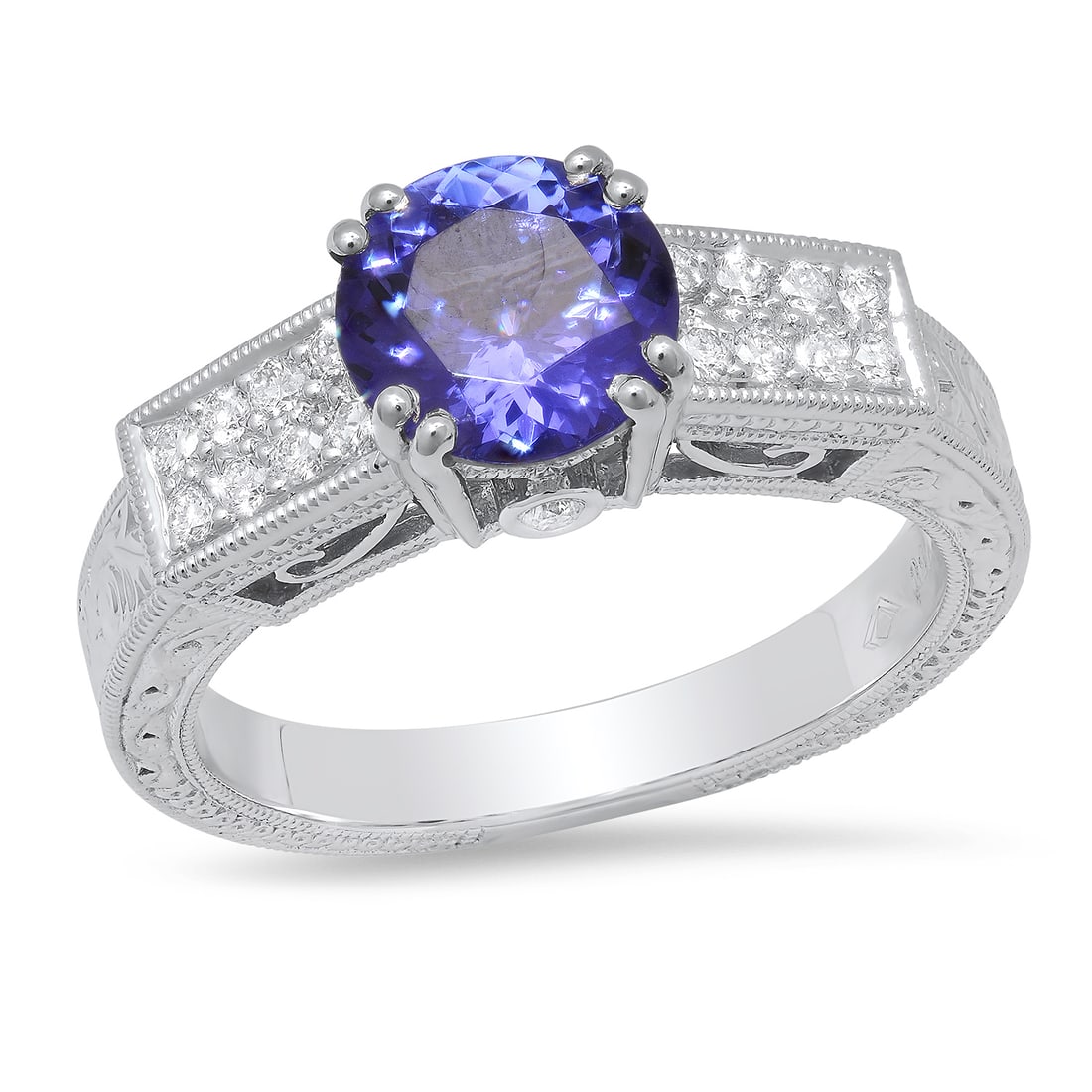 18K White Gold Setting with 1.51ct Tanzanite and 0.24ct Diamond Ladies Ring: Retail: $3,590.00 ****** 18K White Gold Setting with 1.51ct Tanzanite and 0.24ct Diamond Ladies Ring ****** Size: 6.5(we offer free resizing to winning bidders) / Metal: 18K White Gold / Total Item We