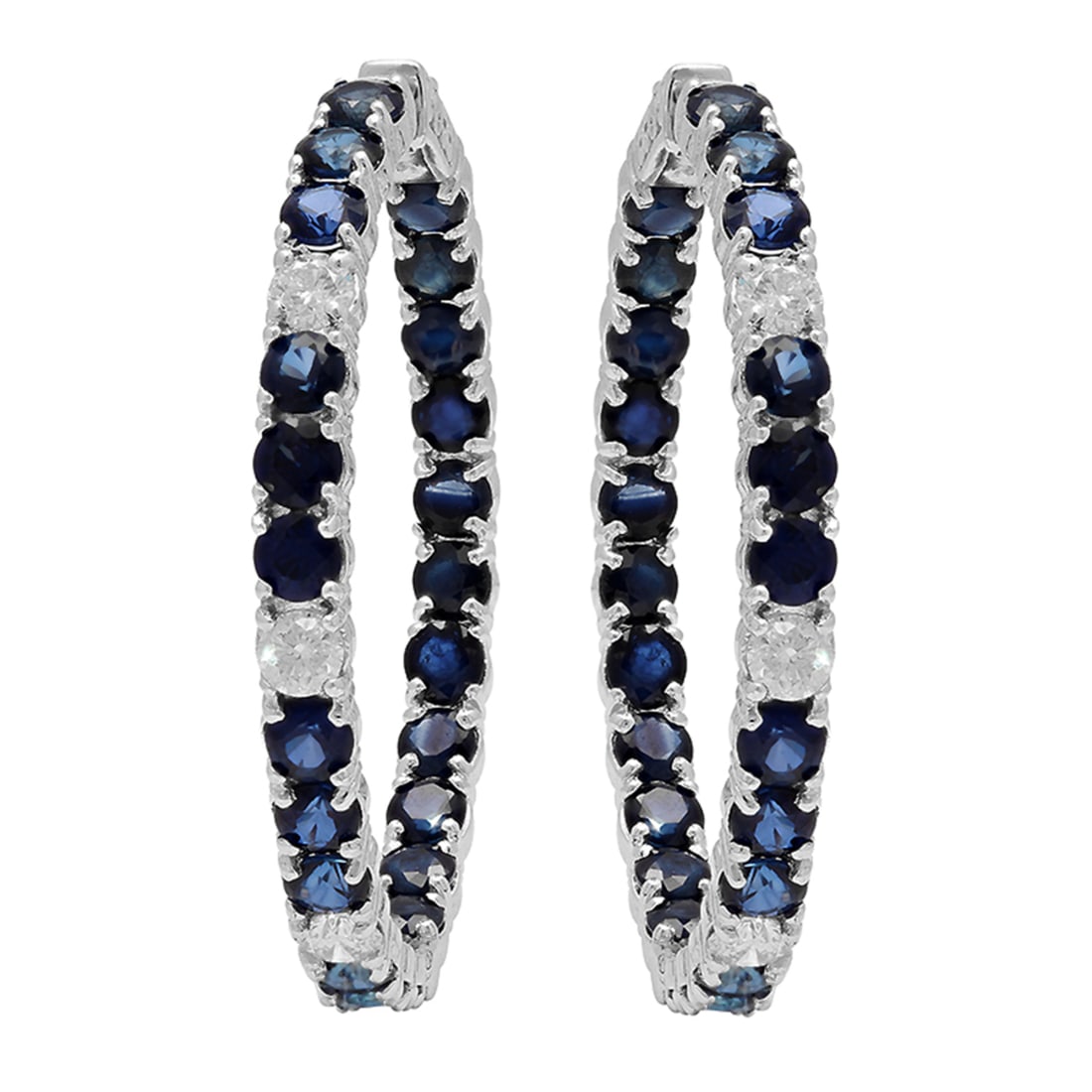 14k White Gold 8.53ct Sapphire 0.92ct Diamond Earrings: Retail: $11,310.00 ****** 14k White Gold 8.53ct Sapphire 0.92ct Diamond Earrings ****** Metal: 14K White Gold / Total Item Weight: 11.10 grams / Country Made: United States / / Main Stone: Sapphire / 