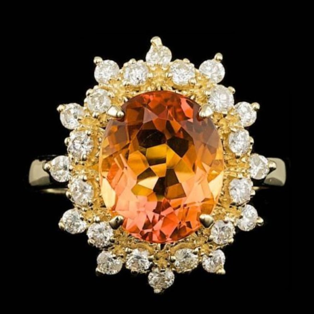 14K Yellow Gold 3.14ct Citrine and 0.64ct Diamond Ring: Retail: $6,160.00 ****** 14K Yellow Gold 3.14ct Citrine and 0.64ct Diamond Ring ****** Metal: 14K Yellow Gold / Total Item Weight: 4.5 Grams / Country Made: United States / / Main Stone: Citrine /