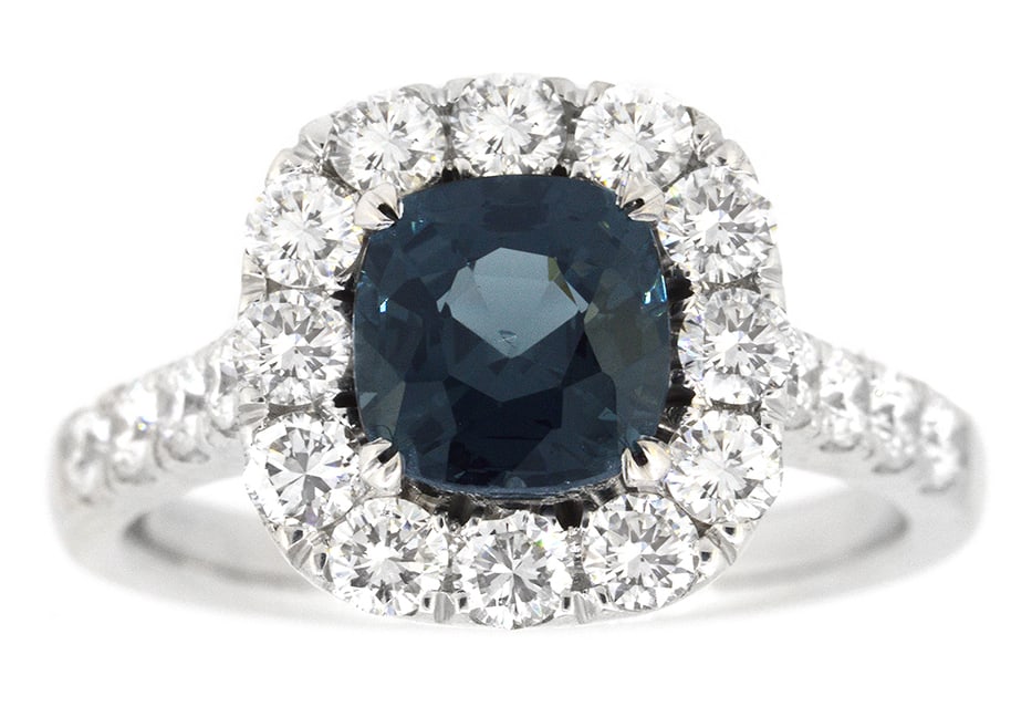18K White Gold Ladies Ring with 1.44ct GIA Certified Spinel and 1.00ct tw Adjacent Diamonds: Retail: $21,000.00 ****** 18K White Gold Ladies Ring with 1.44ct GIA Certified Spinel and 1.00ct tw Adjacent Diamonds ****** Size: 6.5 / Metal: 18K White Gold / Total Item Weight: 5.8 Grams / Country 