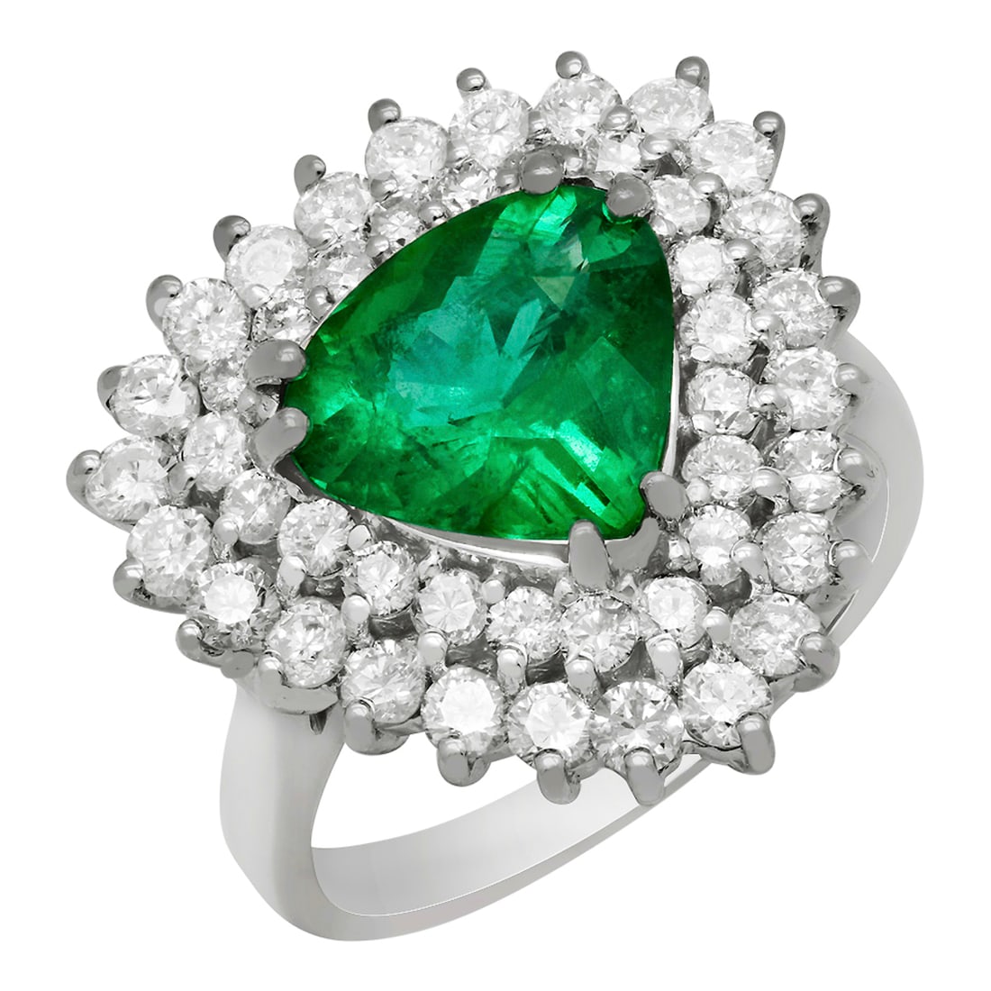 14k White Gold 2.31ct Emerald 1.71ct Diamond Ring: Retail: $13,380.00 ****** 14k White Gold 2.31ct Emerald 1.71ct Diamond Ring ****** Metal: 14K White Gold / Total Item Weight: 8.40 grams / Country Made: United States / / Main Stone: Emerald / Color: 