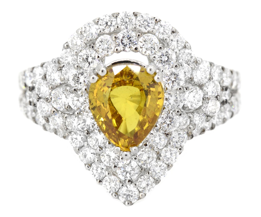 18K White Gold Ladies Ring with 1.74ct GIA Certified Sapphire and 1.68ct tw Adjacent Diamonds: Retail: $10,500.00 ****** 18K White Gold Ladies Ring with 1.74ct GIA Certified Sapphire and 1.68ct tw Adjacent Diamonds ****** Size: 6.5 / Metal: 18K White Gold / Total Item Weight: 5.7 Grams /