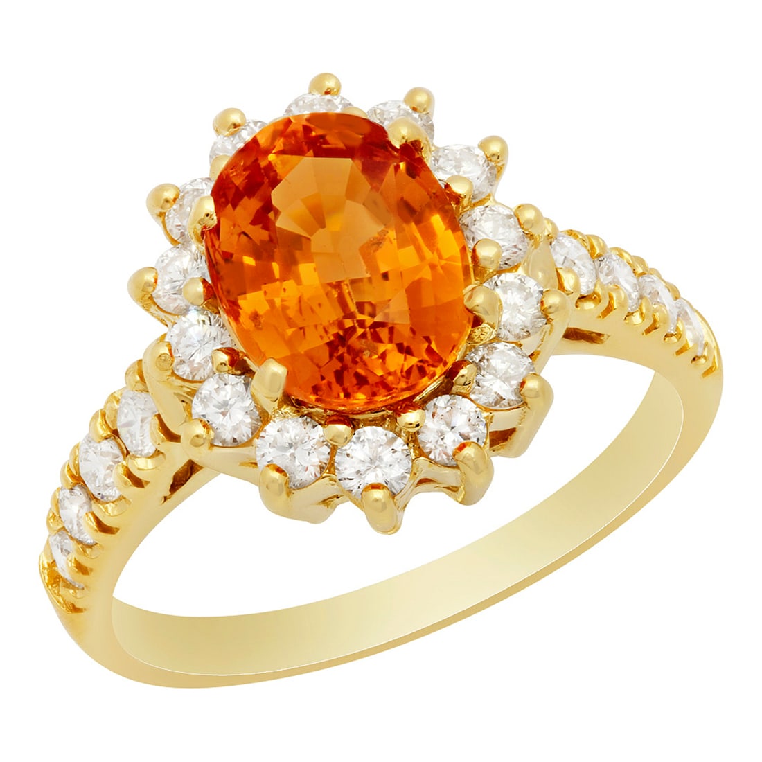 14k Yellow Gold 2.58ct Orange Sapphire 0.78ct Diamond Ring: Retail: $6,470.00 ****** 14k Yellow Gold 2.58ct Orange Sapphire 0.78ct Diamond Ring ****** Metal: 14K Yellow Gold / Total Item Weight: 4.20 grams / Country Made: United States / / Main Stone: Orange