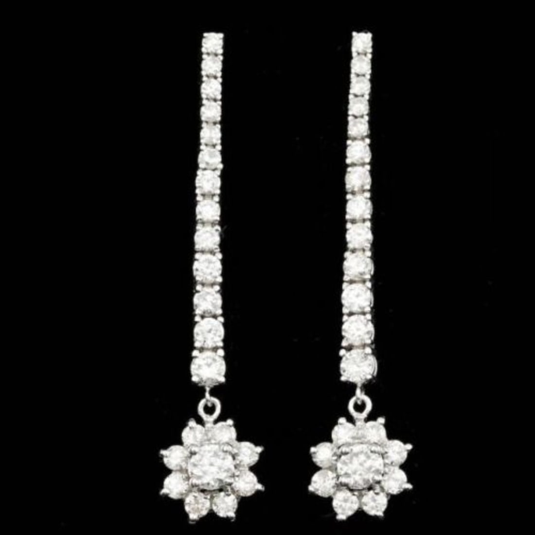 14k White Gold 3.90ct Diamond Earrings: Retail: $12,900.00 ****** 14k White Gold 3.90ct Diamond Earrings ****** Metal: 14k Solid White Gold / Total Item Weight: 6.8 grams / Country Made: United States / / Main Stone: Diamond / Color: White