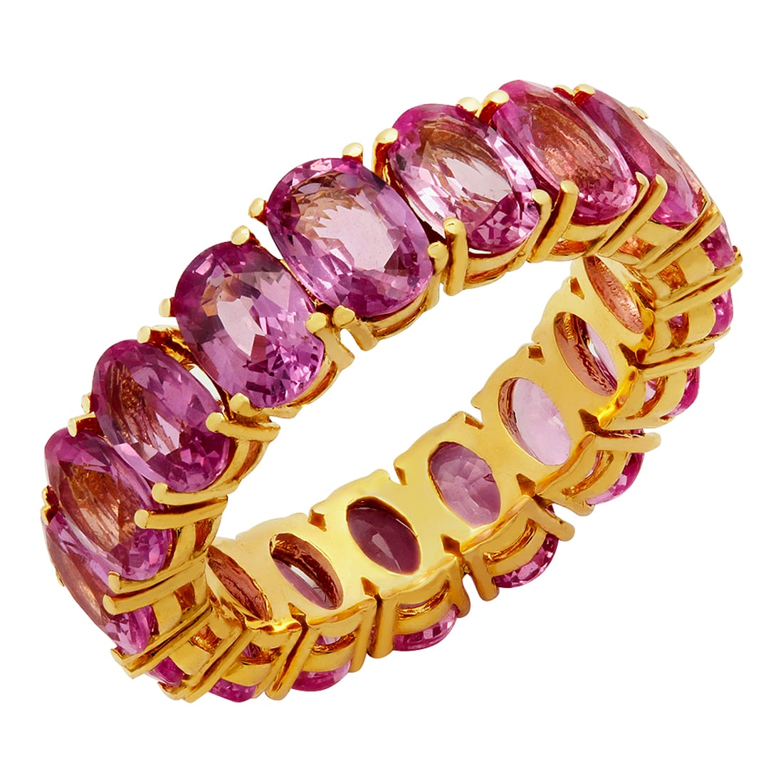 14k Yellow Gold 10.19ct Pink Sapphire Eternity Band Ring: Retail: $7,630.00 ****** 14k Yellow Gold 10.19ct Pink Sapphire Eternity Band Ring ****** Metal: 14K Yellow Gold / Total Item Weight: 6.02 grams / Country Made: United States / / Main Stone: Pink