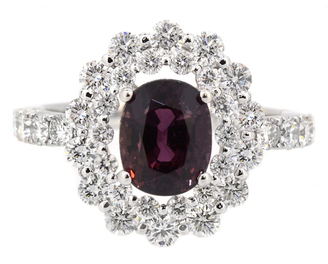 18K White Gold Ladies Ring with 2.57ct GIA Certified Ruby and 1.50ct tw Adjacent Diamonds: Retail: $24,500.00 ****** 18K White Gold Ladies Ring with 2.57ct GIA Certified Ruby and 1.50ct tw Adjacent Diamonds ****** Size: 6.5 / Metal: 18K White Gold / Total Item Weight: 4.3 Grams / Country