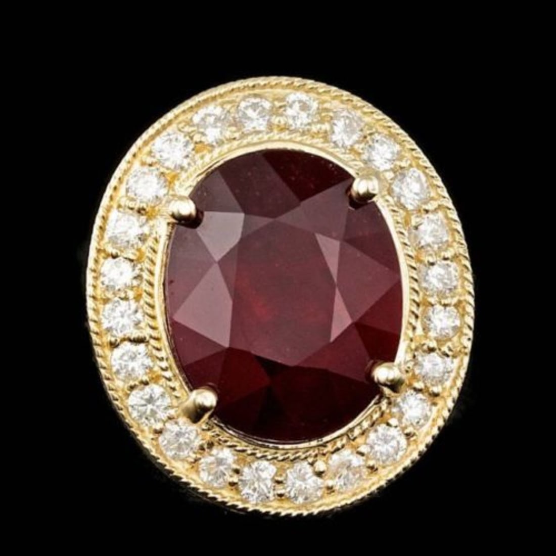 14K Yellow Gold 10.39ct Ruby and 0.92ct Diamond Ring: Retail: $10,350.00 ****** 14K Yellow Gold 10.39ct Ruby and 0.92ct Diamond Ring ****** Metal: 14K Yellow Gold / Total Item Weight: 9.0 Grams / Country Made: United States / / Main Stone: Ruby / Color: