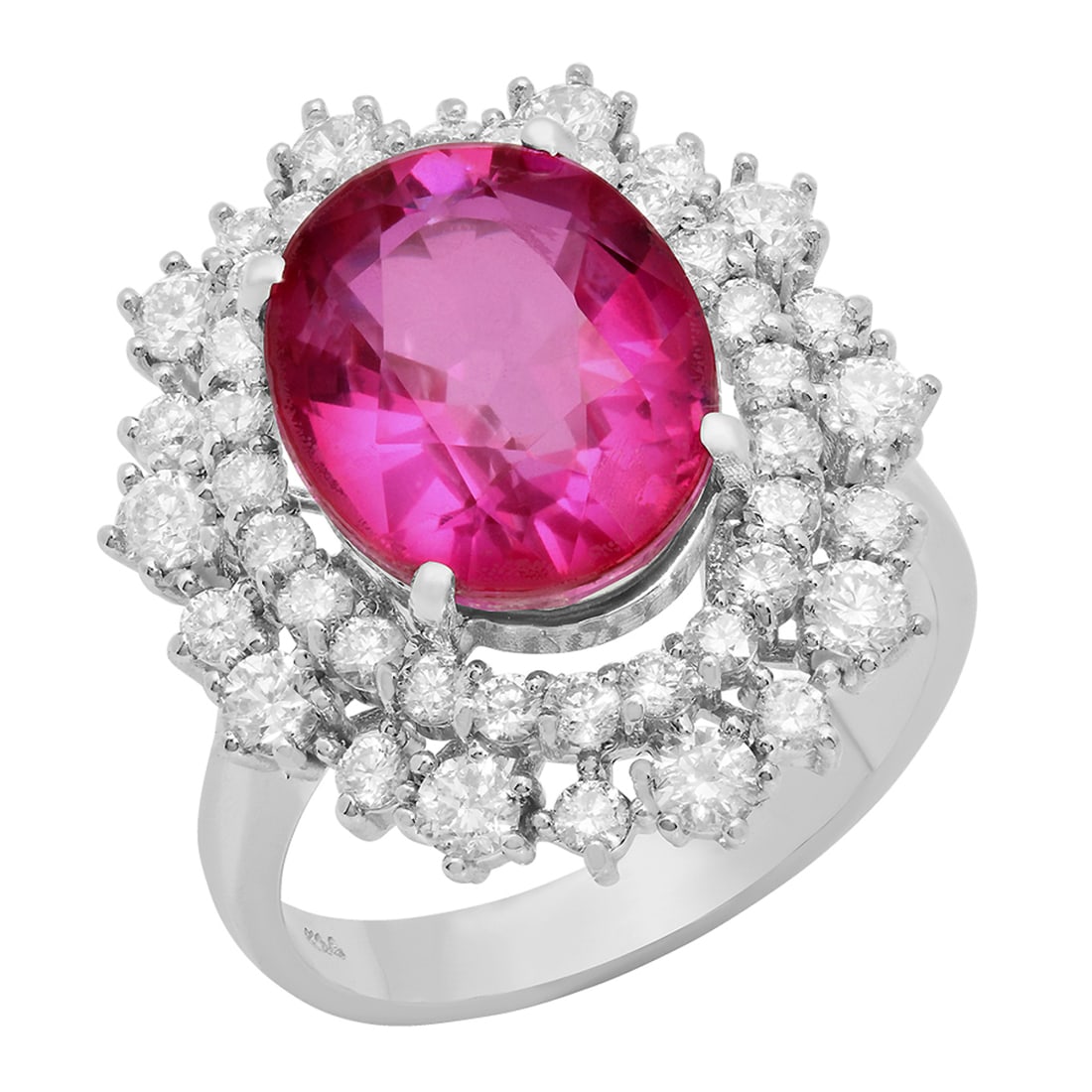 14k White Gold 5.75ct Pink Tourmaline Doublet 1.65ct Diamond Ring: Retail: $9,440.00 ****** 14k White Gold 5.75ct Pink Tourmaline Doublet 1.65ct Diamond Ring ****** Metal: 14K White Gold / Total Item Weight: 6.91 grams / Country Made: United States / / Main Stone: