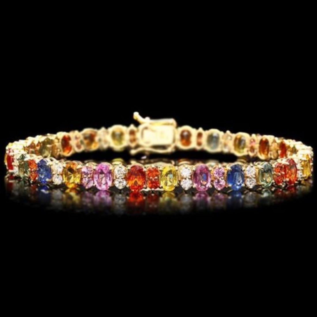 14K Gold 17.81ct Sapphire 1.86ct Diamond Bracelet: Retail: $16,865.00 ****** 14K Gold 17.81ct Sapphire 1.86ct Diamond Bracelet ****** Metal: 14K Yellow Gold / Total Item Weight: 17.0 Grams / Country Made: United States / / Main Stone: Sapphire /